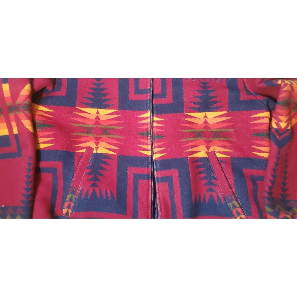 VTG Pendleton High Grade Western Wear Men’s XL Red Aztec Wool Bomber Jacket - Picture 10 of 12